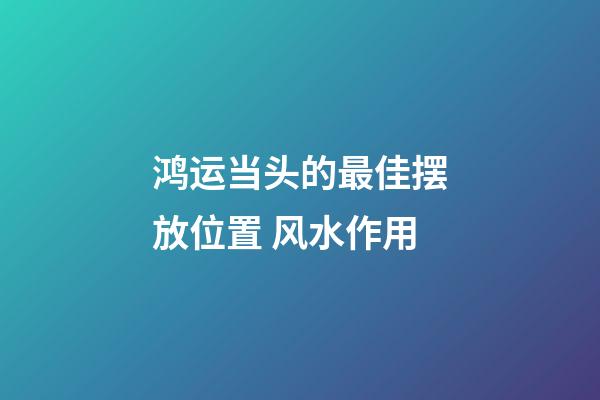 鸿运当头的最佳摆放位置 风水作用